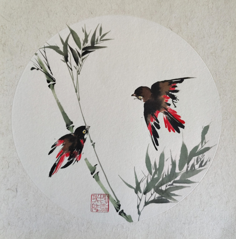 Loving birds in greeting